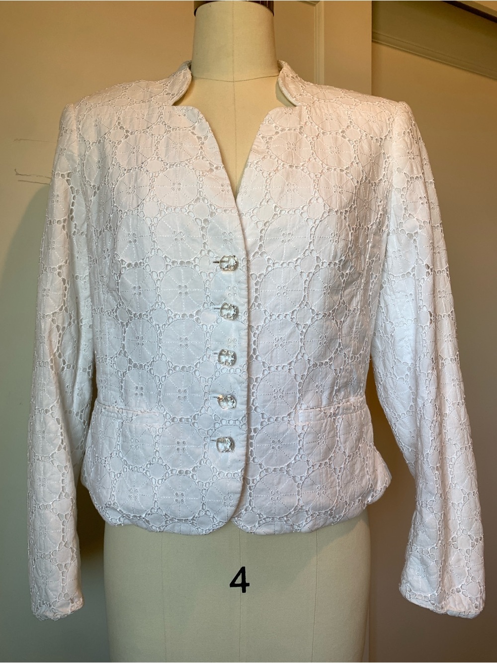 Talbots White Eyelet Button-Front Jacket